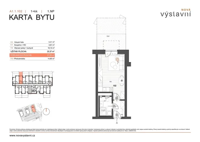 Prodej bytu 1+kk, Ostrava, Výstavní, 27 m2