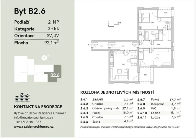 Prodej bytu 3+kk, Chlumec nad Cidlinou, Komenského, 92 m2