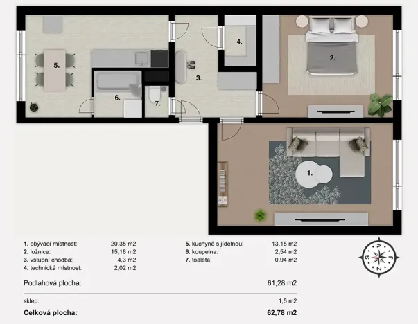 Pronájem bytu 2+1, Strakonice, Heydukova, 63 m2