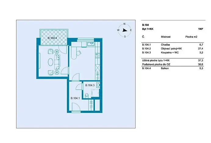 Prodej bytu 2+kk, Praha - Chodov, Benkova, 39 m2