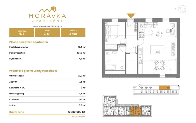 Prodej bytu 2+kk, Malá Morávka, 70 m2
