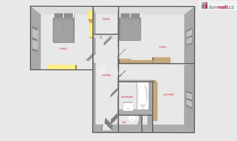 Pronájem bytu 2+1, Mikulov, Husova, 53 m2