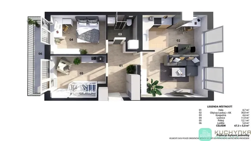 Prodej bytu 3+1, Dubí, Koněvova, 69 m2