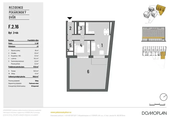 Prodej bytu 2+kk, Brno, Bratislavská, 57 m2