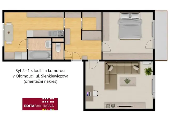 Prodej bytu 2+1, Olomouc, Sienkiewiczova, 52 m2