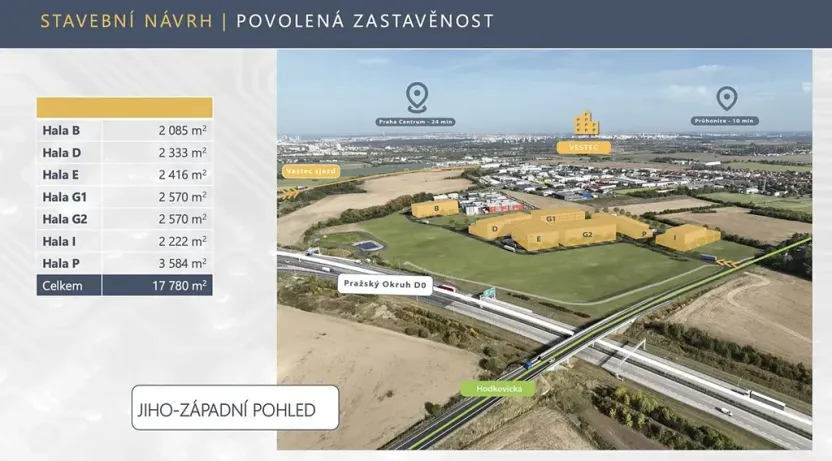 Prodej komerčního pozemku, Vestec, Hodkovická, 7264 m2