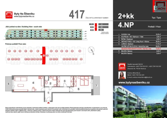 Prodej bytu 2+kk, Olomouc - Nová Ulice, Třída Jiřího Pelikána, 72 m2