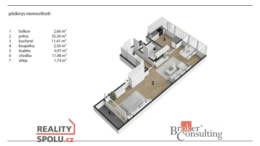 Pronájem bytu 2+kk, 68 m2