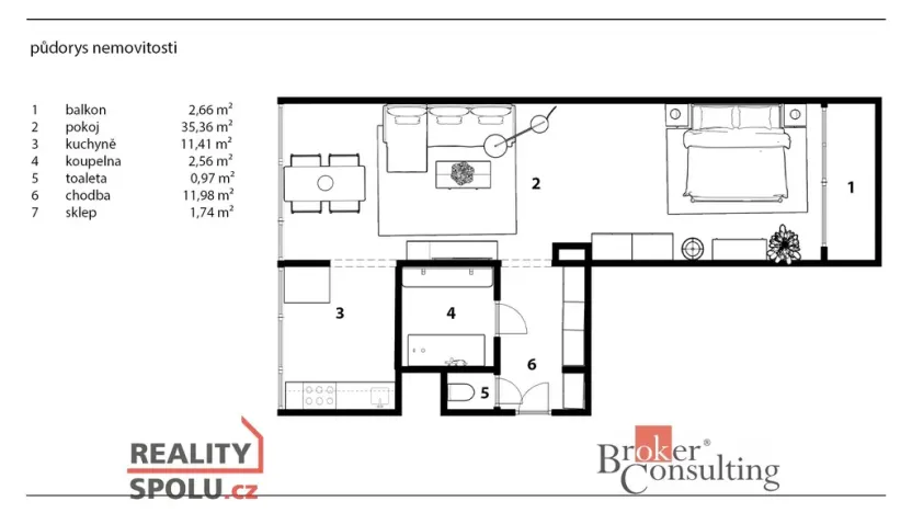 Pronájem bytu 2+kk, 68 m2