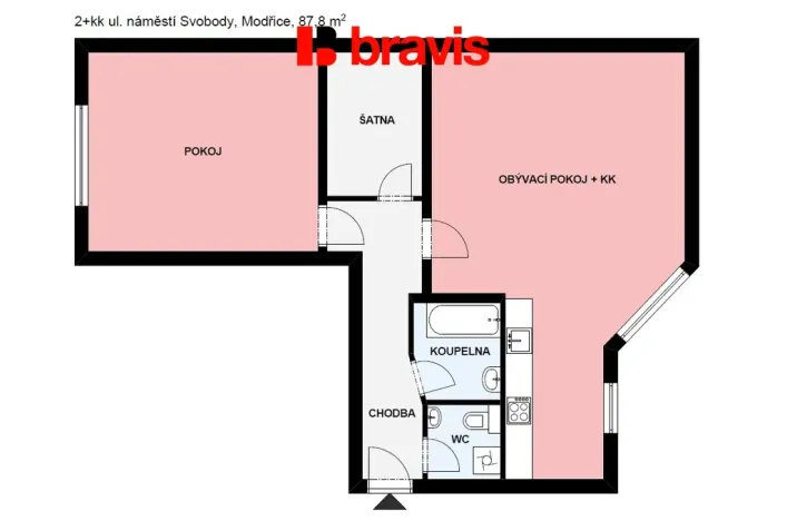 Pronájem bytu 2+kk, Modřice, náměstí Svobody, 87 m2