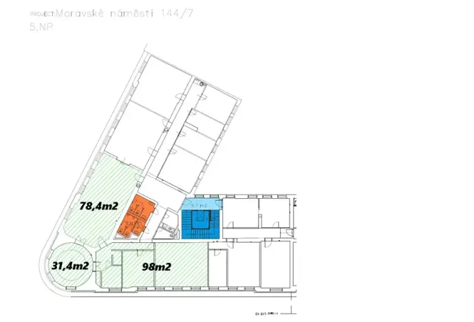 Pronájem kanceláře, Brno, Moravské náměstí, 78 m2