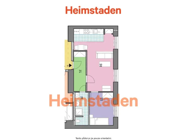 Pronájem bytu 2+kk, Karviná - Nové Město, Zakladatelská, 43 m2