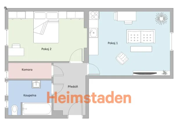 Pronájem bytu 2+kk, Ostrava - Kunčičky, Nadační, 46 m2