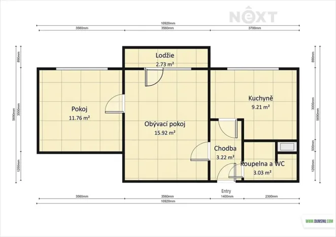 Pronájem bytu 2+1, Šumperk, Temenická, 43 m2
