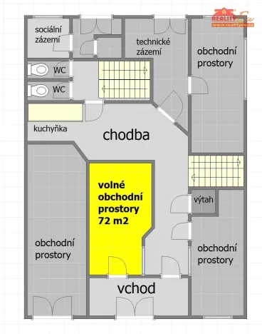Pronájem kanceláře, Nové Město nad Metují, Komenského, 72 m2