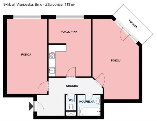 Pronájem bytu 3+kk, Brno, Vranovská, 103 m2