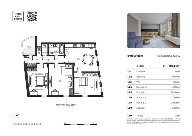 Prodej bytu 4+kk, Praha - Vršovice, Francouzská, 95 m2