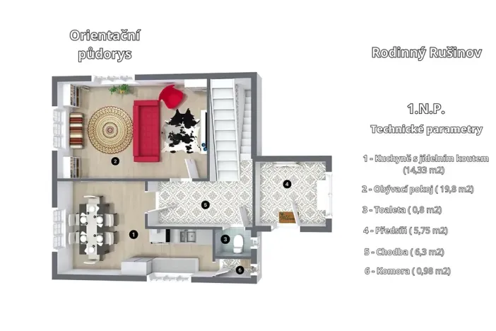Prodej rodinného domu, Rušinov, 87 m2