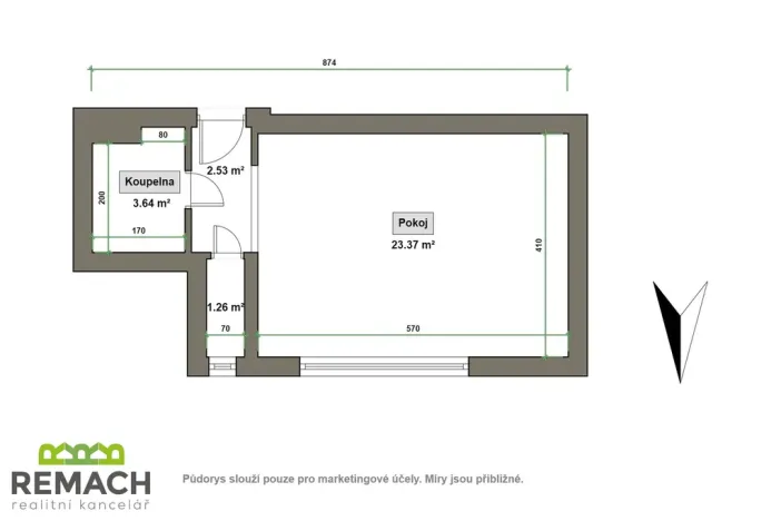 Pronájem bytu 1+kk, Uherské Hradiště, Slovácká, 32 m2