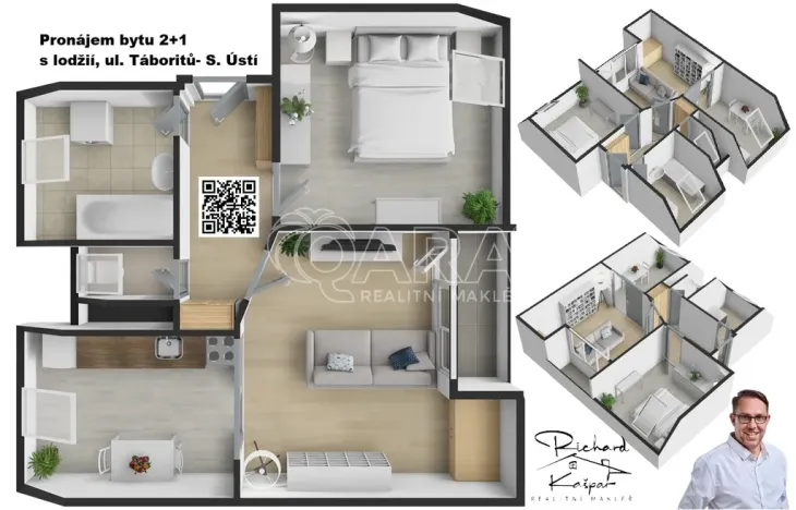Pronájem bytu 2+1, Sezimovo Ústí, Táboritů, 46 m2