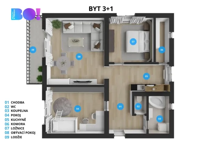 Prodej bytu 3+1, Bystřice, 88 m2