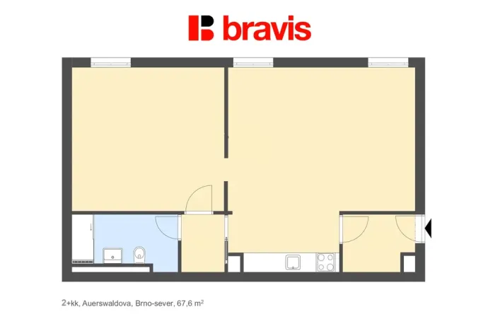 Pronájem bytu 2+kk, Brno - Zábrdovice, Auerswaldova, 68 m2