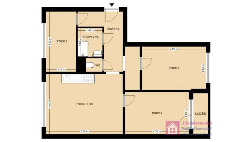 Pronájem bytu 4+kk, Břeclav - Charvátská Nová Ves, Na Valtické, 73 m2