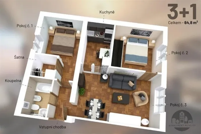 Pronájem bytu 3+1, Praha - Žižkov, Cimburkova, 65 m2