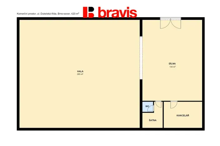 Pronájem skladu, Brno - Husovice, Dukelská třída, 410 m2