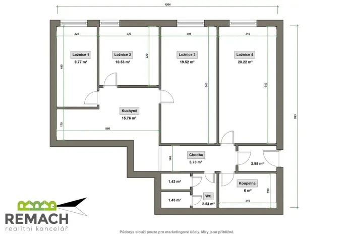 Pronájem bytu 4+1, Uherské Hradiště, náměstí Republiky, 92 m2