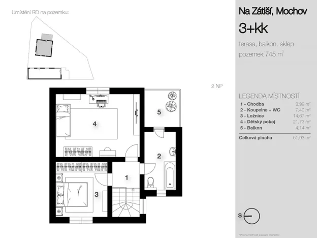 Pronájem rodinného domu, Mochov, Na Zátiší, 183 m2
