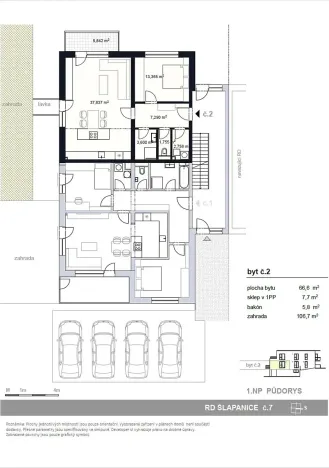 Prodej bytu 2+kk, Šlapanice, 72 m2