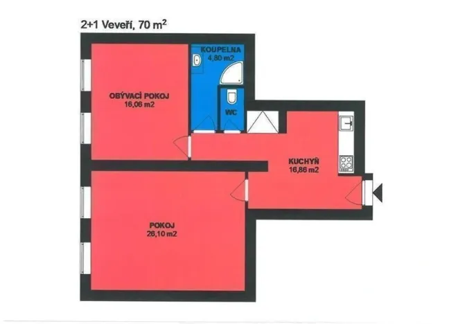 Pronájem bytu 2+1, Brno - Veveří, Veveří, 70 m2