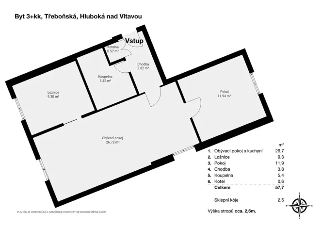 Pronájem bytu 3+kk, Hluboká nad Vltavou, Třeboňská, 57 m2