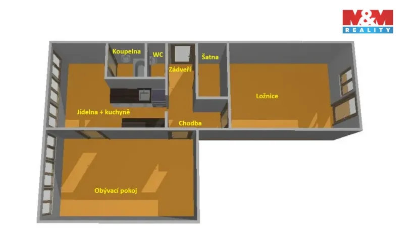 Pronájem bytu 2+1, Velešín, Sídliště, 61 m2