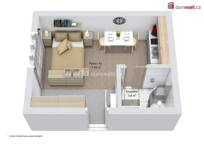 Pronájem bytu 1+kk, Ústí nad Labem - Ústí nad Labem-centrum, Emy Destinové, 21 m2