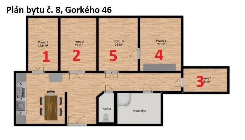 Pronájem bytu 1+kk, Brno, Gorkého, 19 m2