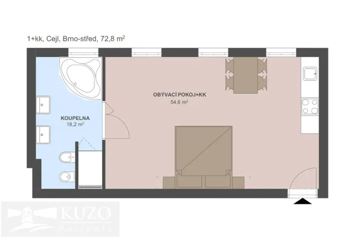 Prodej bytu 1+kk, Brno, Cejl, 73 m2