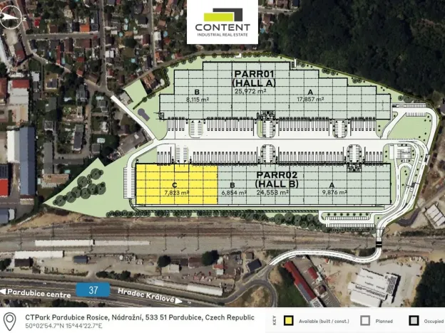 Pronájem skladu, Pardubice - Rosice, Salavcova, 7823 m2