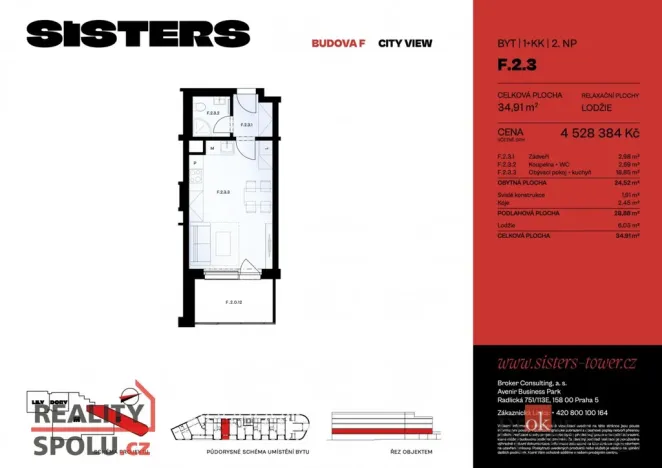 Prodej bytu 1+kk, Plzeň - Jižní Předměstí, náměstí Českých bratří, 35 m2