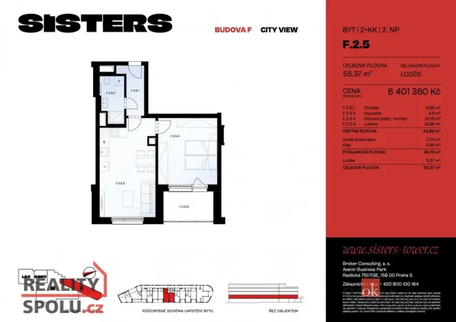 Prodej bytu 2+kk, Plzeň - Jižní Předměstí, náměstí Českých bratří, 55 m2