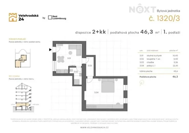 Prodej bytu 2+kk, Praha - Vinohrady, Velehradská, 43 m2