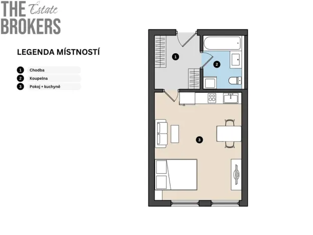 Pronájem bytu 1+kk, Chýnice, Karlštejnská, 38 m2