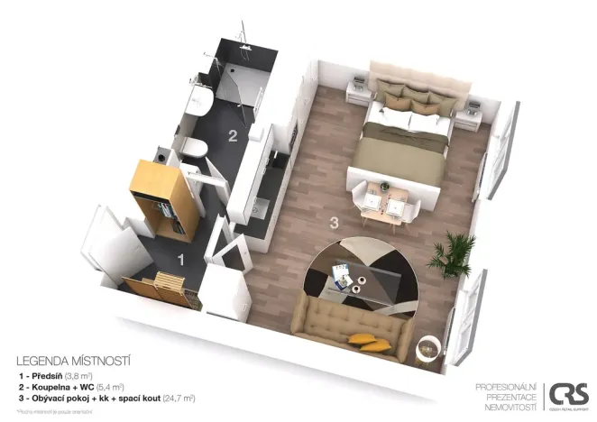 Pronájem bytu 1+kk, Praha - Nové Město, Lípová, 34 m2