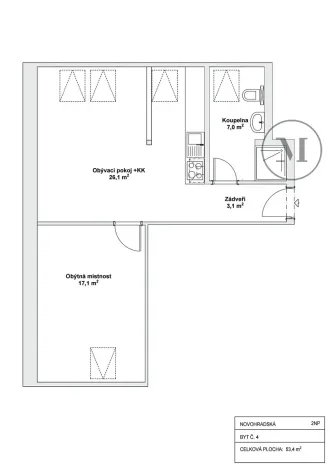 Pronájem bytu 2+kk, České Budějovice, Novohradská, 50 m2