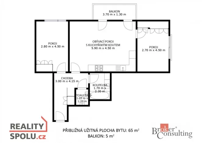 Prodej bytu 3+kk, Velké Pavlovice, Za Dvorem, 73 m2