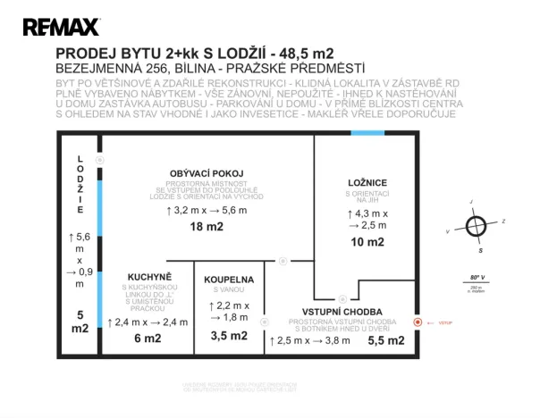 Prodej bytu 2+kk, Bílina - Pražské Předměstí, Bezejmenná, 48 m2