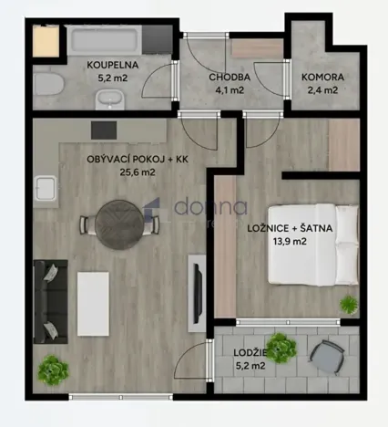 Pronájem bytu 2+kk, Praha, Stočesova, 57 m2