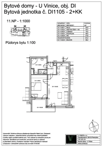 Pronájem bytu 2+kk, Pardubice, Pod Vinicí, 61 m2