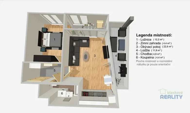 Pronájem bytu 2+kk, Praha - Stodůlky, Toufarova, 62 m2
